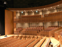 Interior of the Hall: end stage style