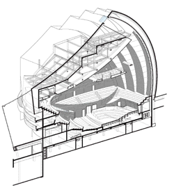 KCPAコンサートホール3D図 (図面提供：Moshe Safdie and Associates)