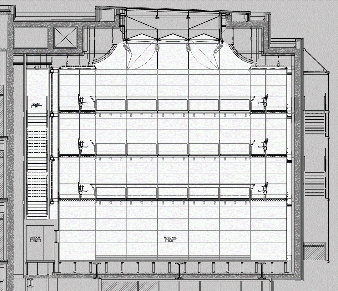 音楽ホールの断面図