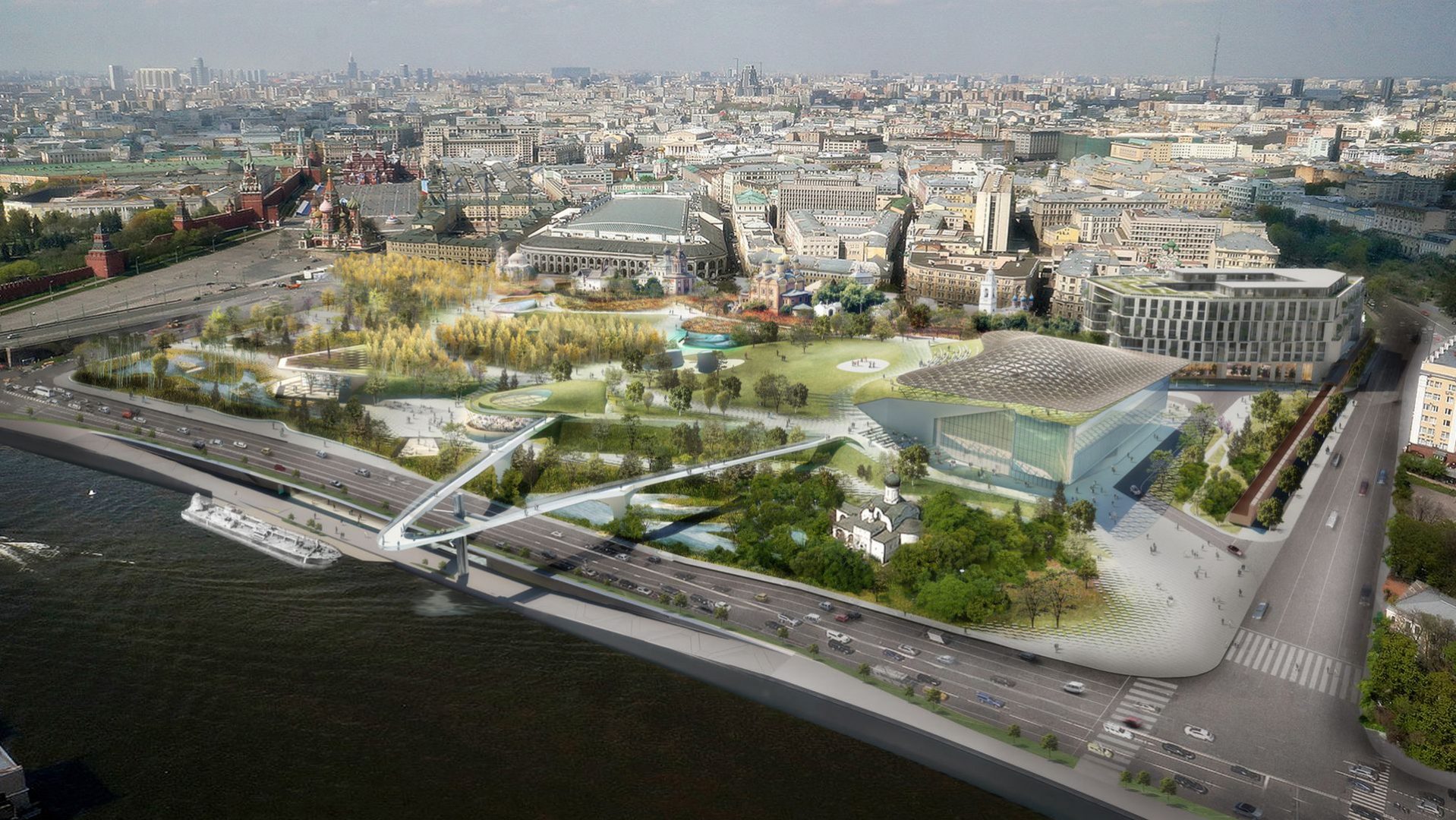 新ザリャージエ公園の景観イメージ (©Diller Scofidio+Renfro, Hargreaves Associates, Citymakers)